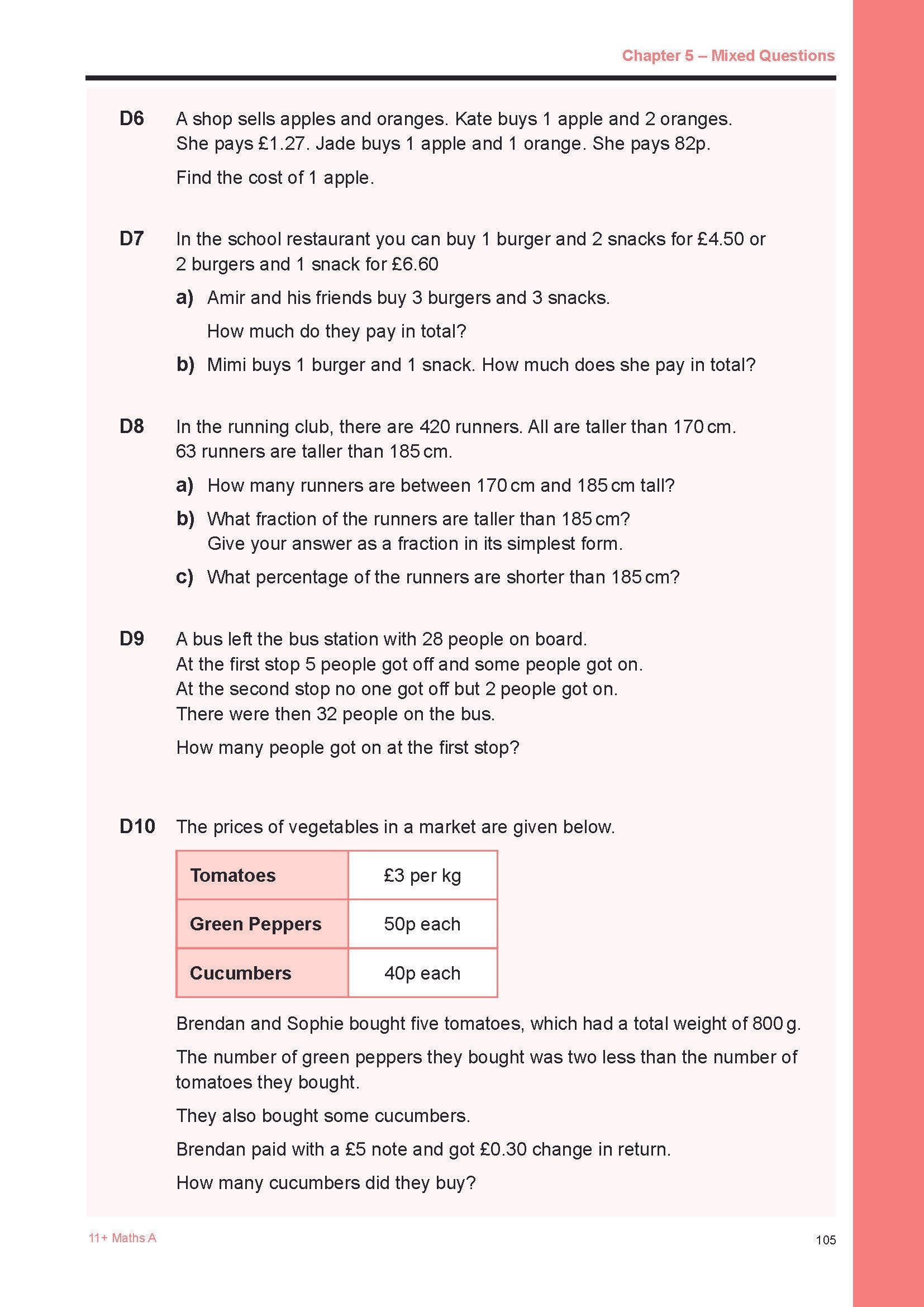 11+ Maths A